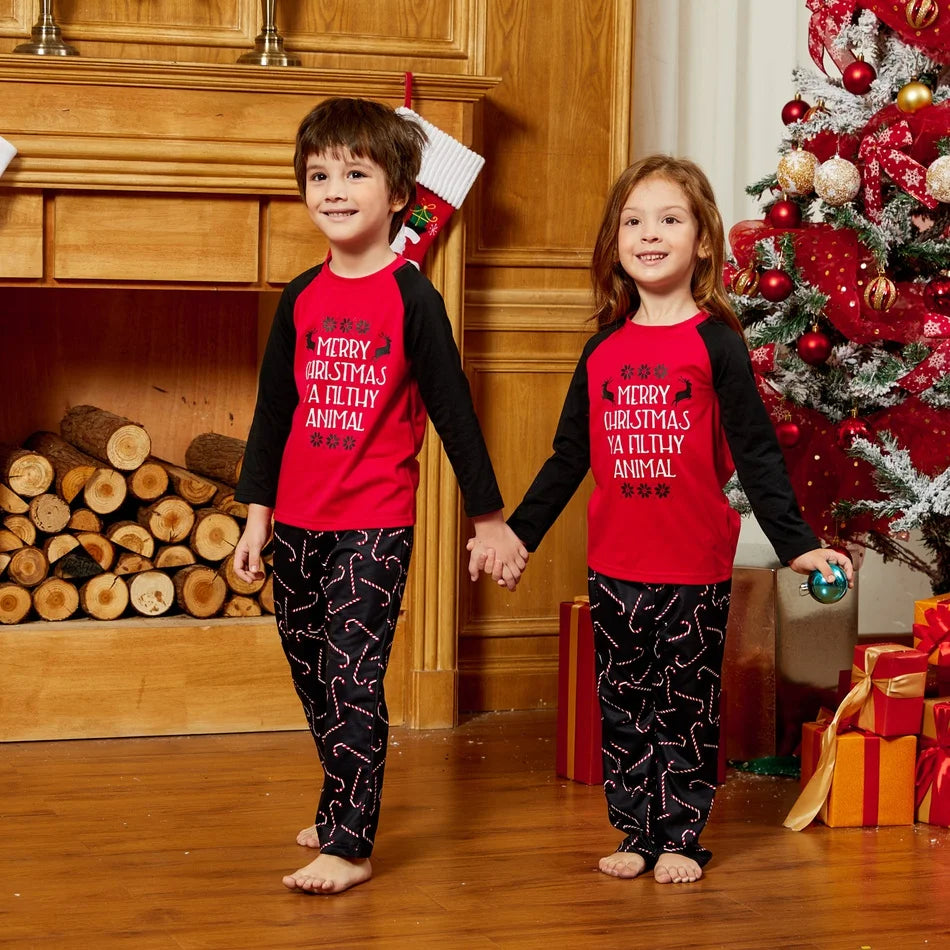 New Arrival Christmas Letter Print Family Matching Pajamas