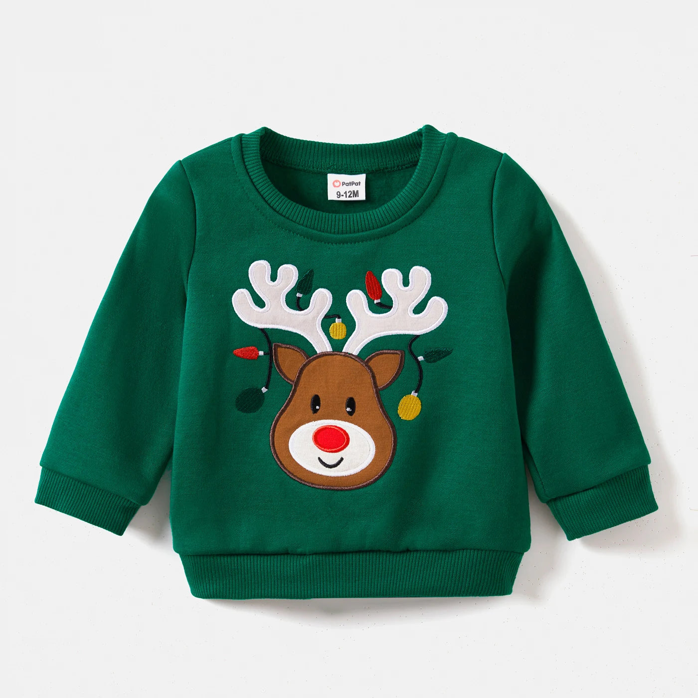 Christmas Deer Embroidered Long-sleeve