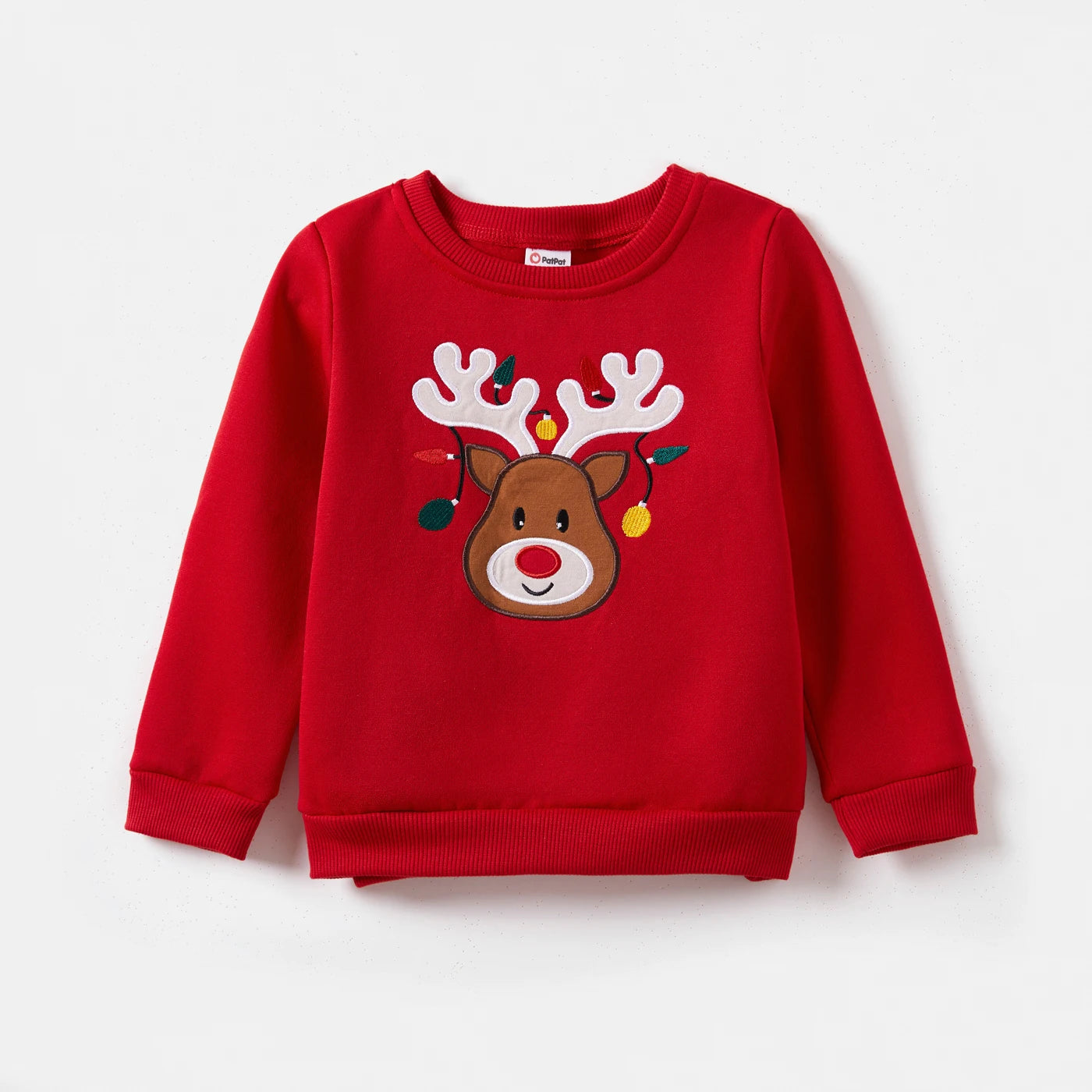 Christmas Deer Embroidered Long-sleeve