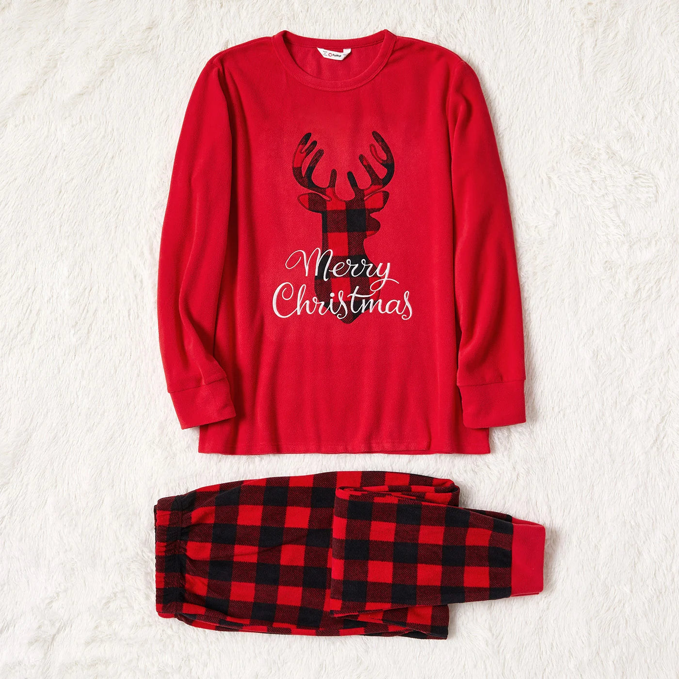 Christmas Deer and Letter Embroidered Long-sleeve