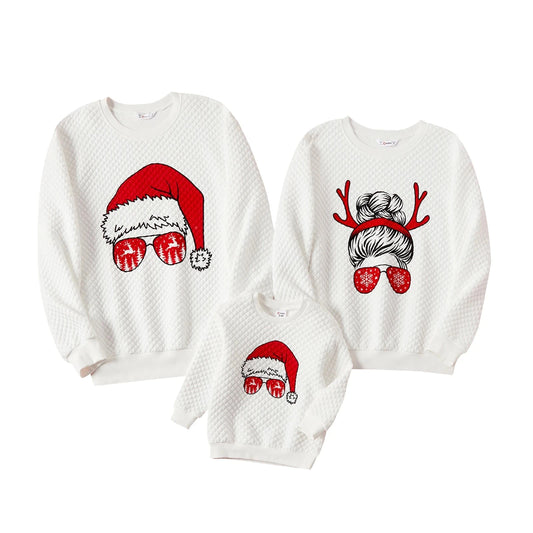 Christmas Graphic Print White Family Matching Long-sleeve