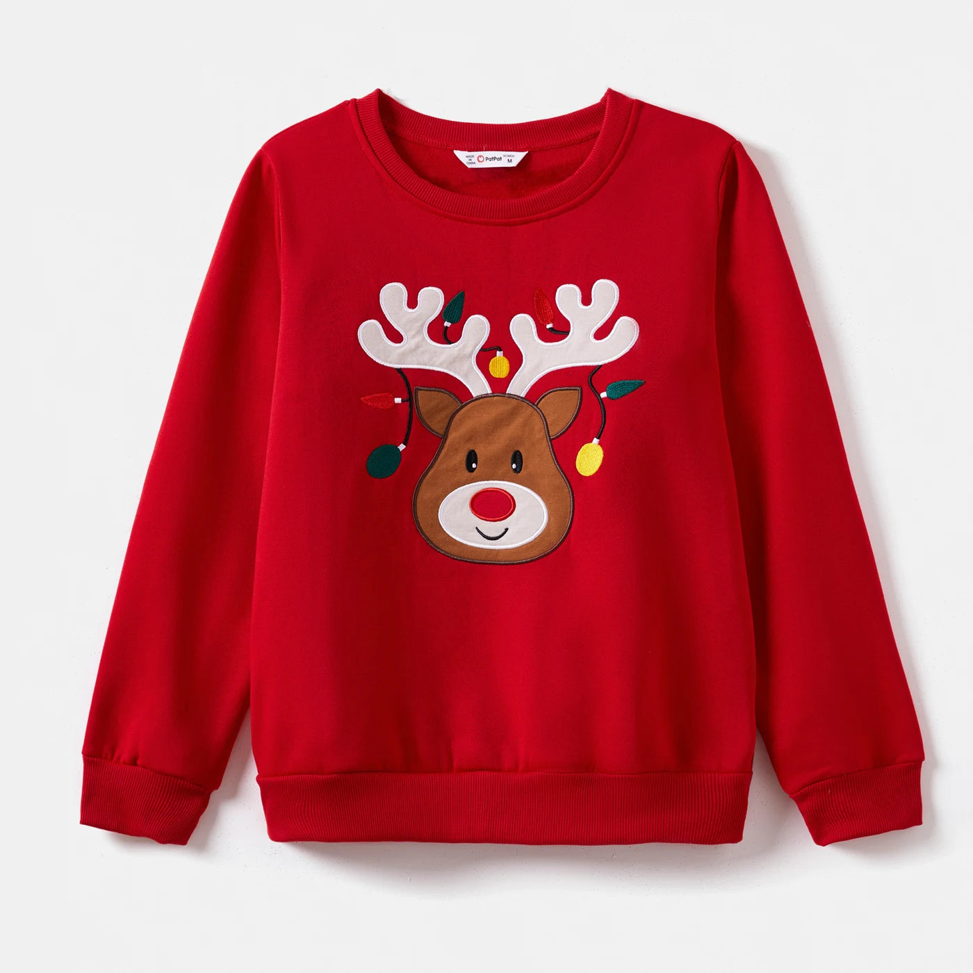 Christmas Deer Embroidered Long-sleeve