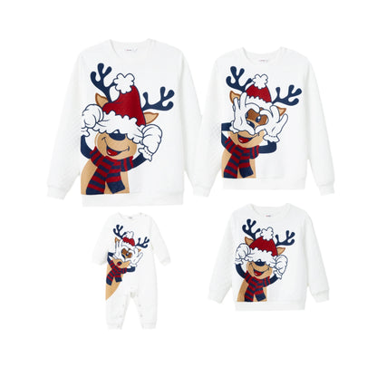 Christmas Family Matching Fun Quirky Reindeer Graphic Tops